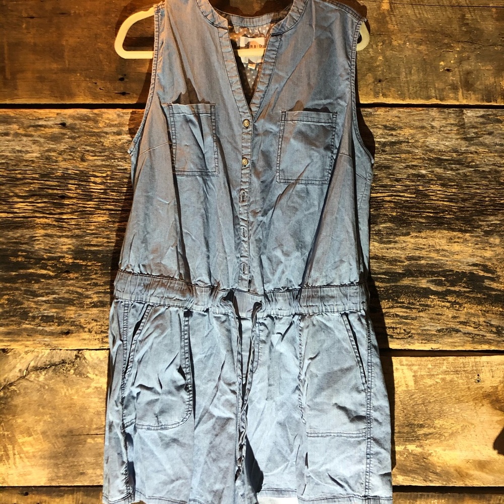 Denim shorts romper